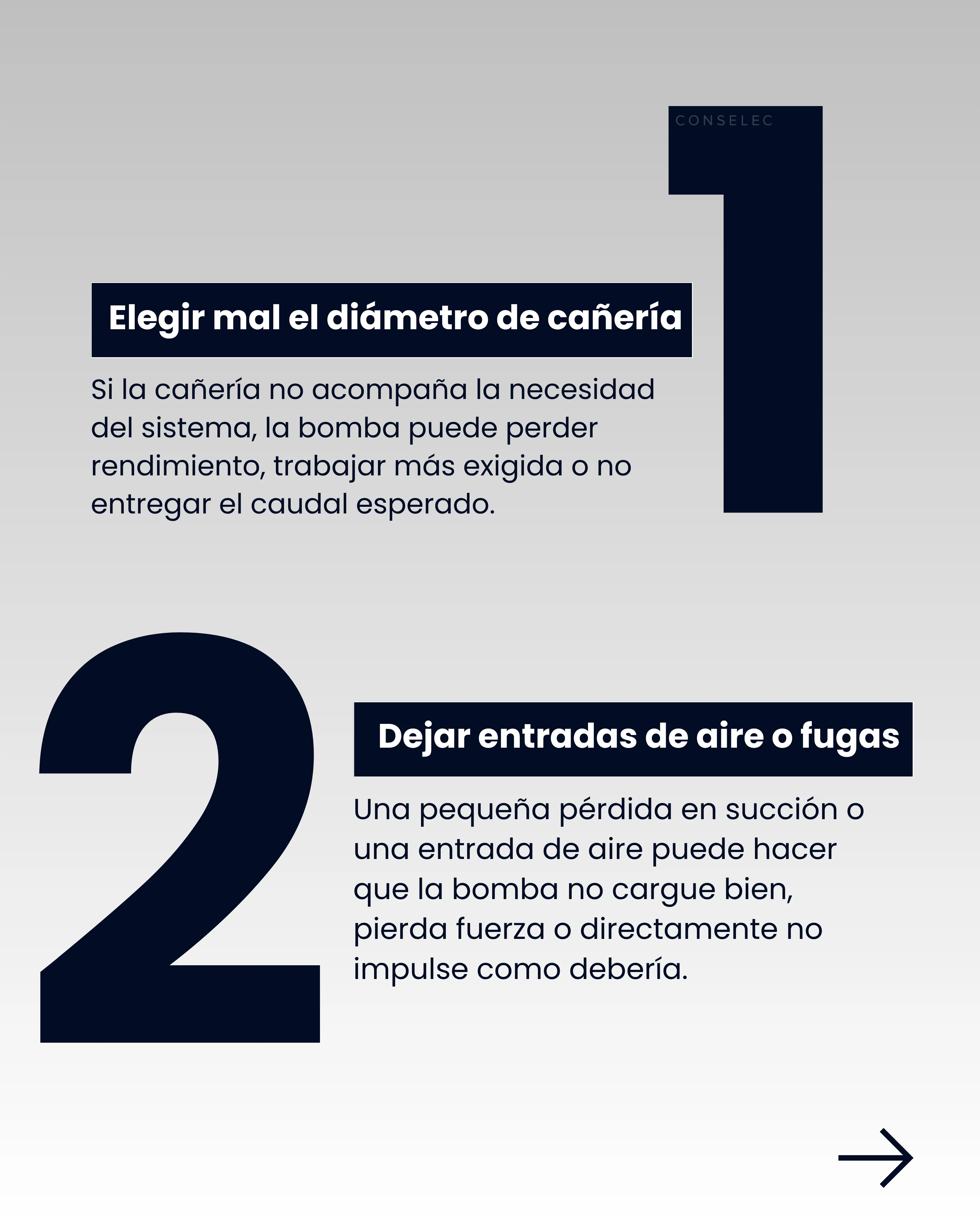 Primeros errores: elegir mal el diámetro de cañería y dejar entradas de aire o fugas.